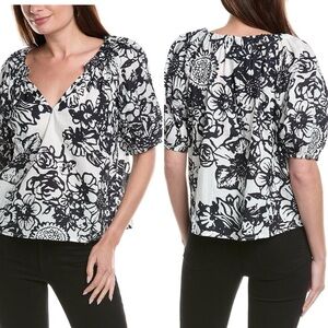 Velvet by Graham & Spencer Monochrome Floral Blouse